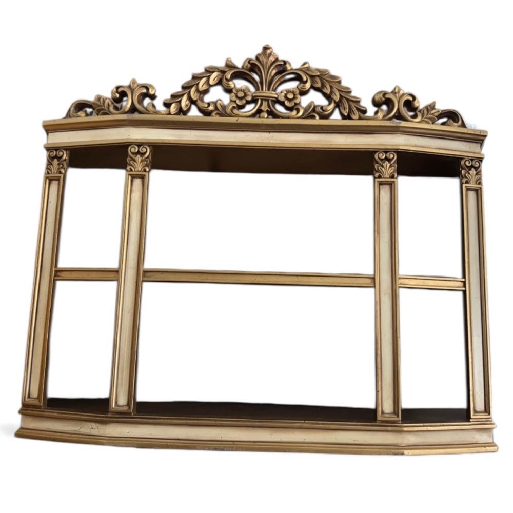 Vintage SYROCO Gold Curio Shelf: Ornate Hollywood Regency Wall Display